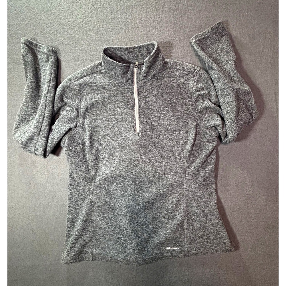 Eddie Bauer Womens L Gray Fleece 1/4 Zip Pullover Hiking Gorpcore Outdoor Trail